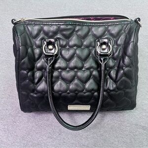 Betsey Johnson Black Quilted Heart Handbag